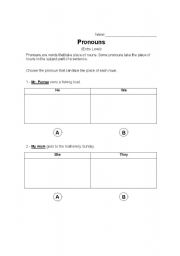 English worksheet: PERSONAL PRONOUNS ENTRY ASSESSMENT