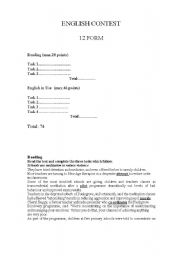 English worksheet: 12th form English contest