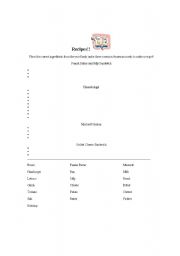 English Worksheet: Recipes