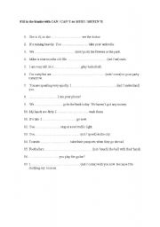 English worksheet: can/ must