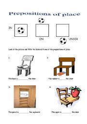 English Worksheet: Prepositions of place