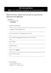 English Worksheet: My cartoon hero - Adjectives to describe people - opposites