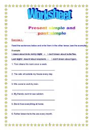 English worksheet: Present and Past Simple