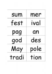 English Worksheet: match up cards - May Day