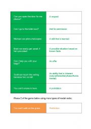 English Worksheet: Modal Verbs - defining type of modal game