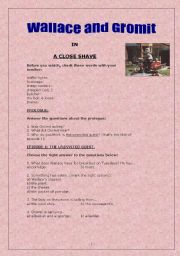 English Worksheet: Wallace and Gromit: A close shave