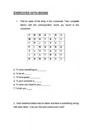 English Worksheet: idioms