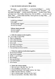 English Worksheet: The verb 