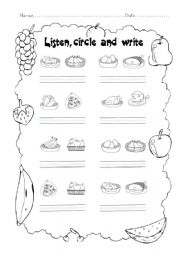 English Worksheet: Food listening