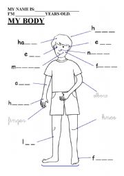 English Worksheet: Revision body, colours and weather