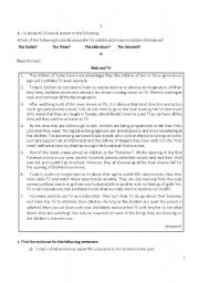 English Worksheet: Test - Kids and TV