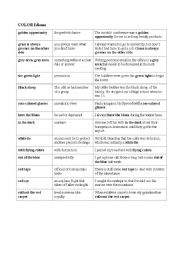 English Worksheet: Common Color Idioms