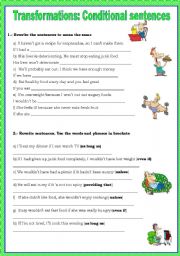 English Worksheet: TRANSFORMATIONS: CONDITIONAL SENTENCES