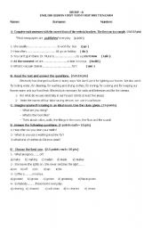 English Worksheet: exam for intermediate grades