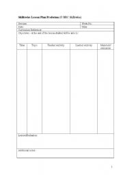 English worksheet: lesson plan format