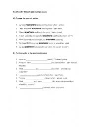 English worksheet: Past Continuous (Elementary)