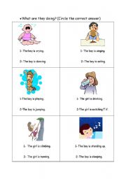 English worksheet: What are they doing?