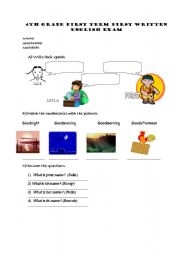 English Worksheet: 4th grade exam paper
