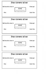 English worksheet: four cornesr of me