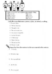 English worksheet: Nouns