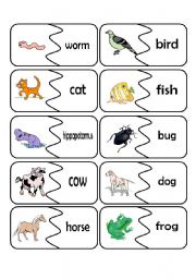 English Worksheet: Matching Animals