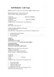 English worksheet: SONG: Bad Romance