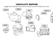 English Worksheet: Chocolte Muffins recipe and exercise