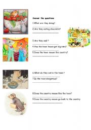 English Worksheet: The town and The Country Mouse 2