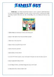 English Worksheet: Family Guy (Surfin Bird chapter) + Family Guy QUIZ