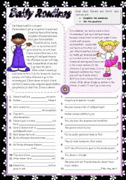 English Worksheet: DAILY ROUTINES (2)