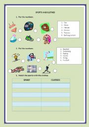 English worksheet: SPORTS AND CLOTHES