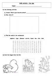 English Worksheet: Ice Age 3 - DVD Activity!