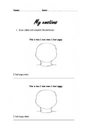 English worksheet: My emotions