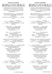 English Worksheet: SONG: THIS AINT A LOVE SONG - PAST SIMPLE