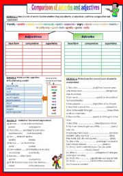 English Worksheet: Comparison of ADVERBS and ADJECTIVES