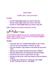 English worksheet: past perfect