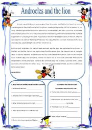 English Worksheet: Androcles and the lion text and questions (14.04.10)