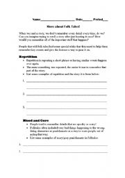 English worksheet: Folk Tales Introductory Worksheet