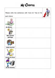 English Worksheet: haveto / has to