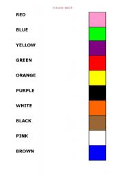 English worksheet: match colours worksheet