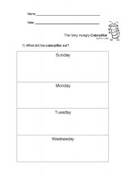 English Worksheet: The Very Hungry Caterpillar by Eric Carle