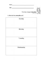 English worksheet: The Very Hungry Caterpillar by Eric Carle