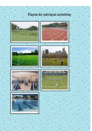 English worksheet: Matching game to practice exercises and places for physical activities