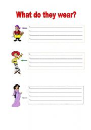 English worksheet: WHAT DO THEY WEAR?
