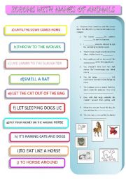 English Worksheet: IDIOMS WITH NAMES OF ANIMALS