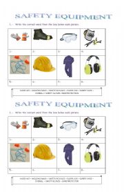 English Worksheet: Safety equipment