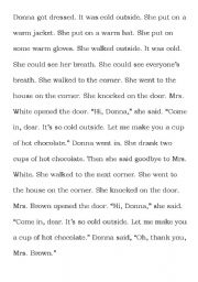English Worksheet: Simple story - to be cut up and put together