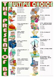 English Worksheet: THE PRESENT OF BE: MULTIPLE CHOICE