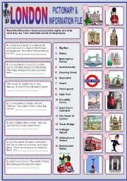 English Worksheet: LONDON PICTIONARY & INFORMATION FILE