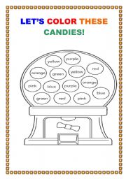 English Worksheet: LETS COLOR THE CANDIES!